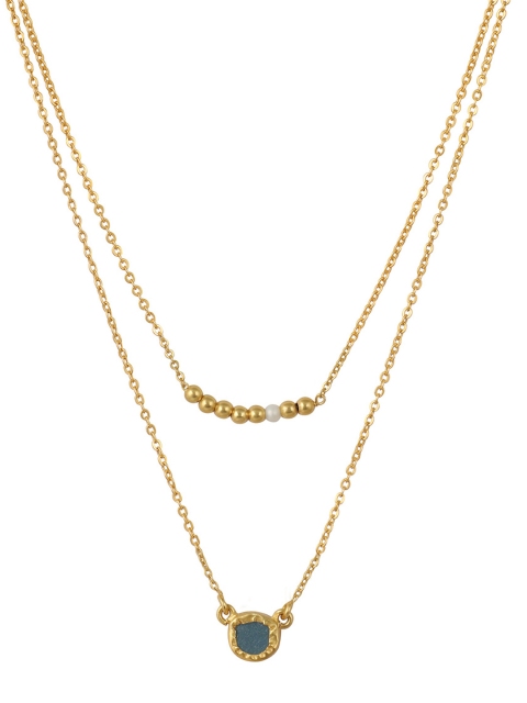 Zariin Gold-Plated Blue Chalcedony Stone Capricorn Zodiac Necklace