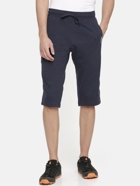 Macroman M-Series Men Navy Blue Solid Regular Fit Sports Shorts