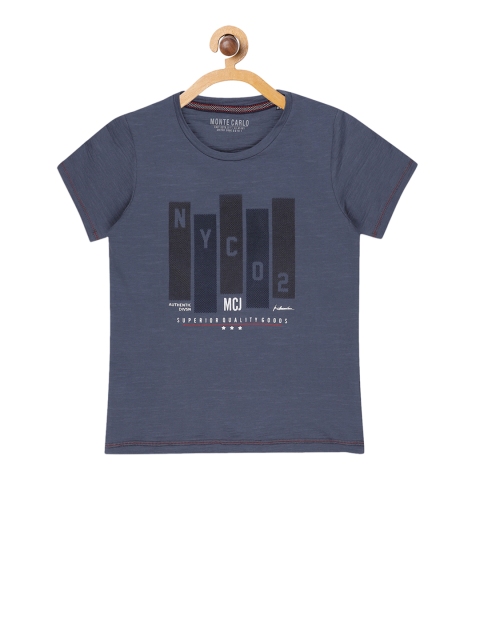 Monte Carlo Boys Blue Printed Round Neck T-shirt