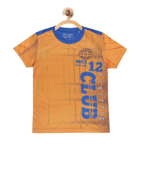 Monte Carlo Boys Orange & Blue Printed Round Neck T-shirt