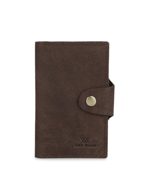 Aditi Wasan Unisex Brown Solid Genuine Leather Keys Wallet