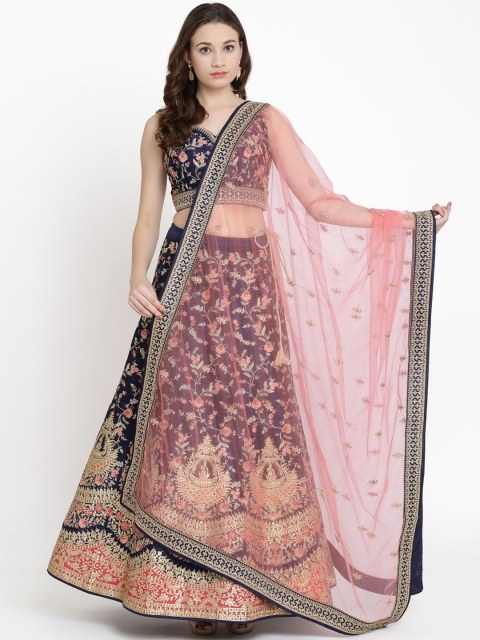 Koskii Navy Blue & Pink Embroidered Semi-Stitched Gotapatti Lehenga & Blouse with Dupatta
Koskii Navy Blue & Pink Embroidered Semi-Stitched Gotapatti Lehenga & Blouse with Dupatta