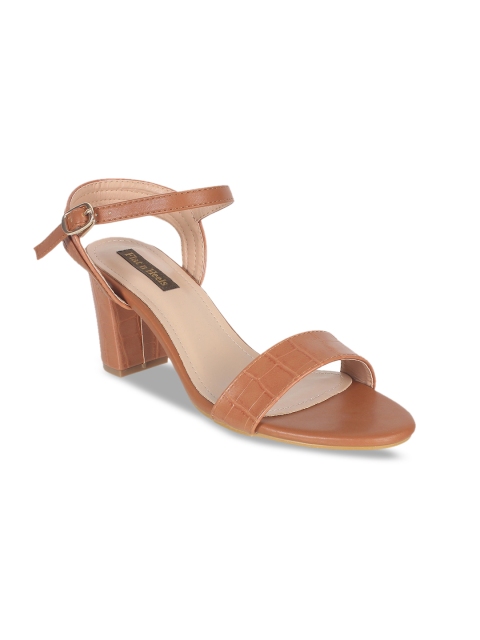 Flat n Heels Women Tan Brown Textured Heels