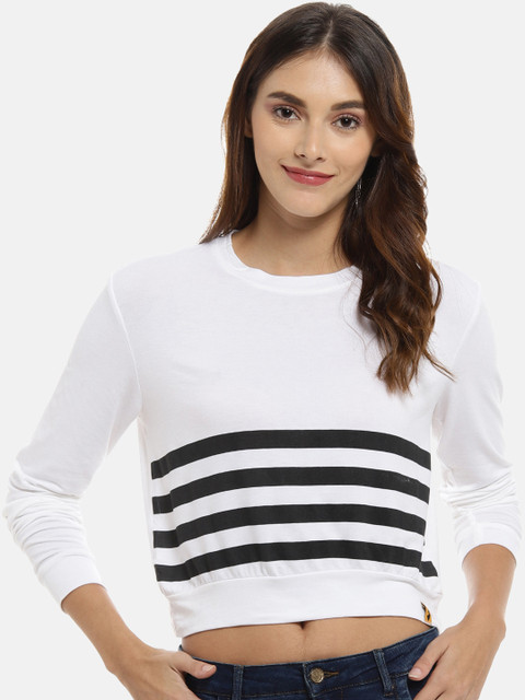 Campus Sutra Women White Striped Crop Top
Campus Sutra Women White Striped Crop Top