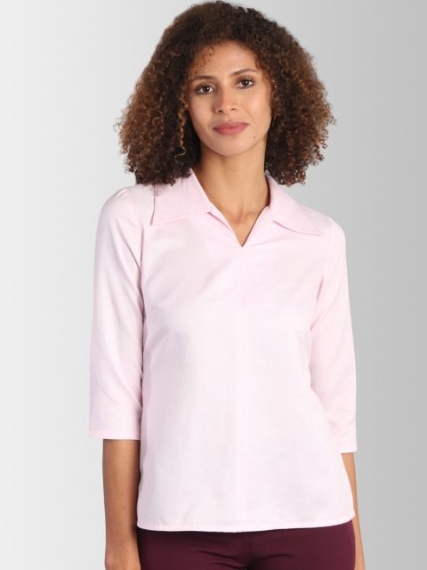 FableStreet Women Pink Solid Shirt Style Top