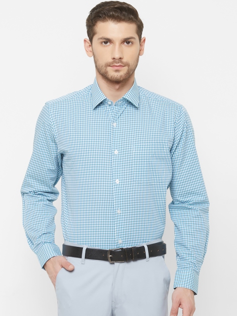 EQUINOX Men Blue & White Regular Fit Checked Formal Shirt