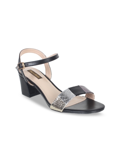 Flat n Heels Women Black Printed Heels