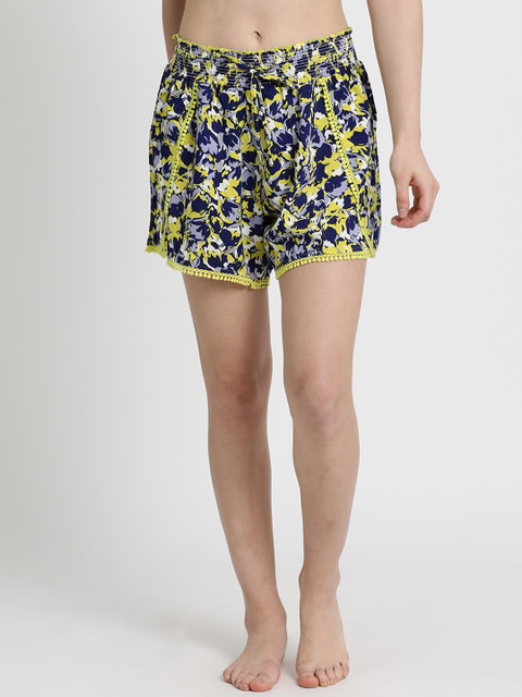 Enamor Women Yellow & Blue Printed Lounge Shorts
Enamor Women Yellow & Blue Printed Lounge Shorts