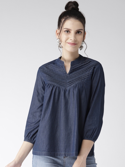 Xpose Women Navy Blue Solid Top