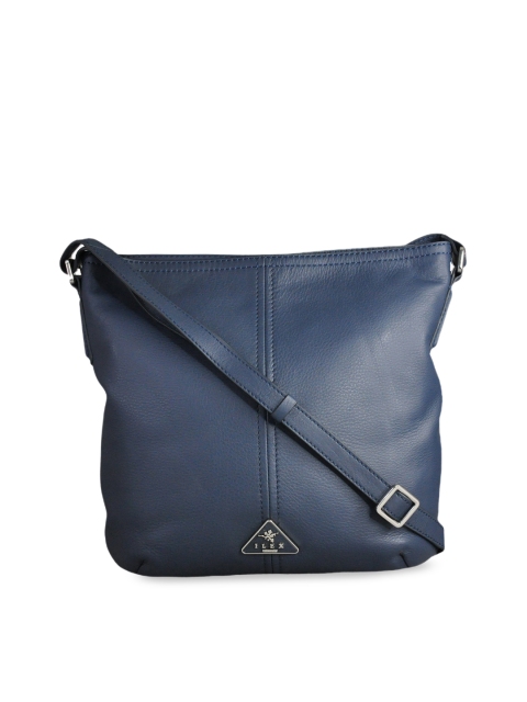 ILEX Blue Solid Leather Sling Bag