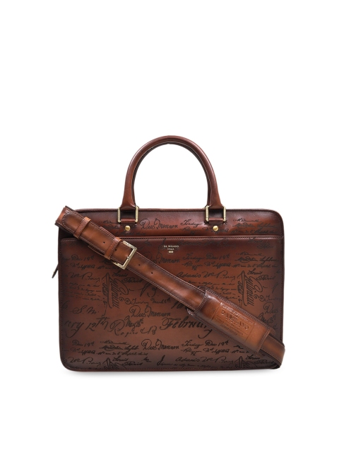 Da Milano Men Brown Printed Laptop Bag