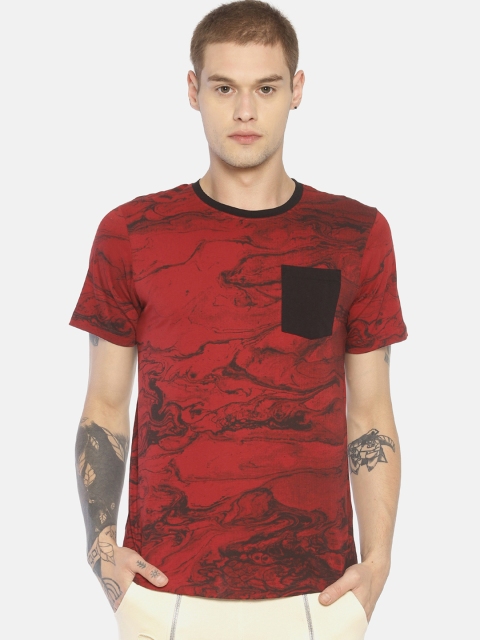 IMPACKT Men Red & Black Printed Round Neck T-shirt