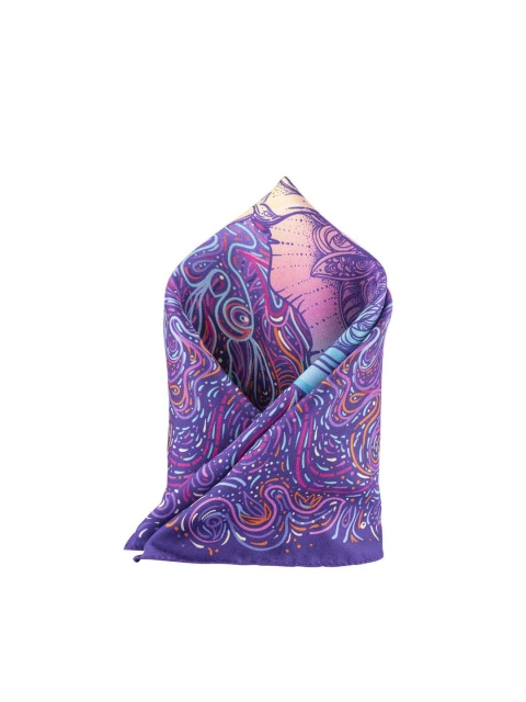 The Tie Hub Purple Printed Silk Pocket Square