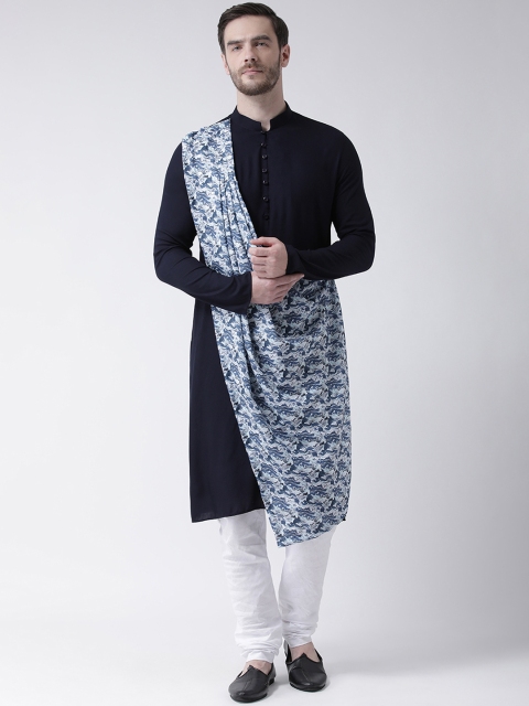 DEYANN Men Navy Blue & White Printed Drape Kurta with Churidar & Attached Dupatta
DEYANN Men Navy Blue & White Printed Drape Kurta with Churidar & Attached Dupatta