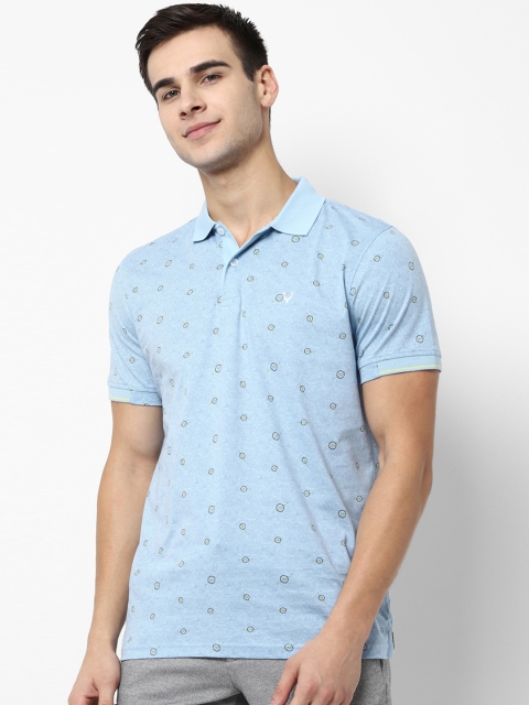 Allen Solly Men Blue Printed Polo Collar T-shirt