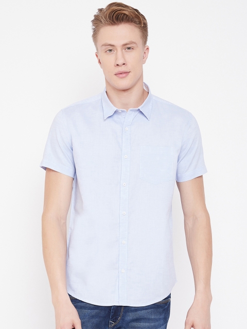 METTLE Men Blue Regular Fit Solid Casual Shirt