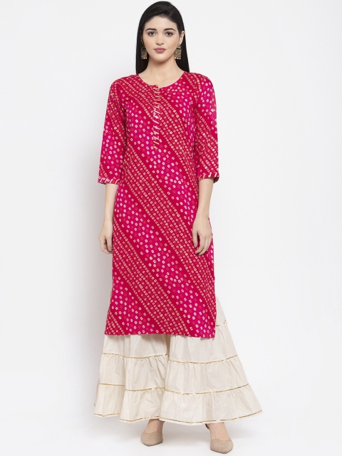 Clora Creation Women Magenta Printed Straight Kurta