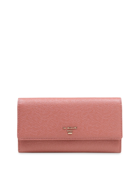 Da Milano Women Pink Solid Three Fold Leather Wallet