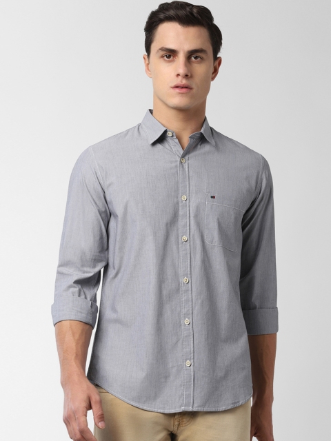 Peter England Casuals Men Grey Slim Fit Solid Casual Shirt