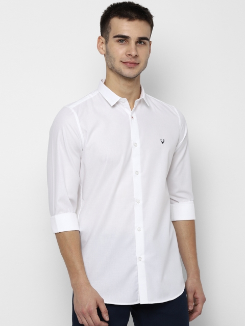 Allen Solly Men White Slim Fit Self Design Casual Shirt