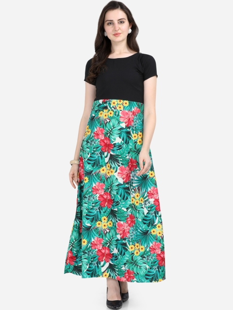 Florence Women Green & Black Printed Maxi Dress