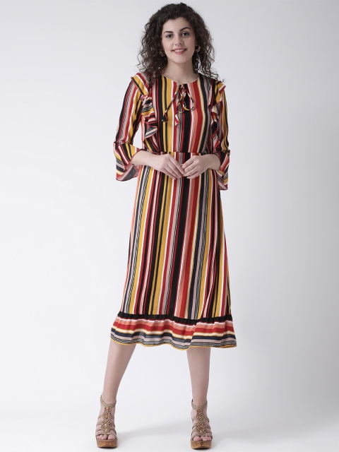 Leo Sansini Women Multicoloured Striped A-Line Dress, Multi