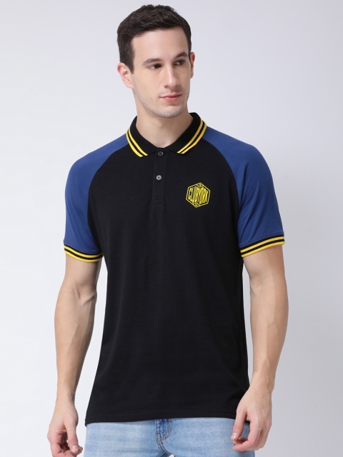 Club York Men Black Solid Polo Collar T-shirt