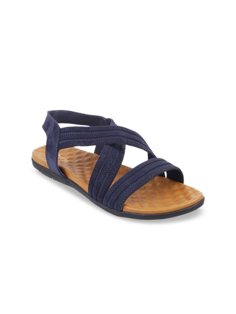 Metro Women Navy Blue Solid Open Toe Flats