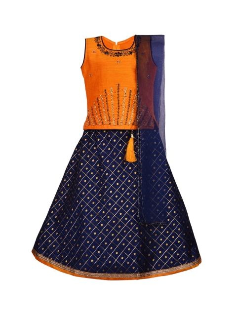 Wish Karo Girls Orange & Blue Embellished Ready to Wear Lehenga & Blouse with Dupatta
Wish Karo Girls Orange & Blue Embellished Ready to Wear Lehenga & Blouse with Dupatta