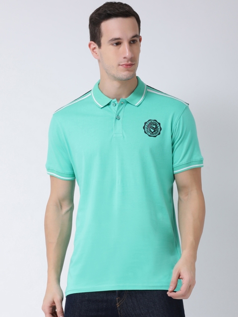Club York Men Green Solid Polo Collar T-shirt