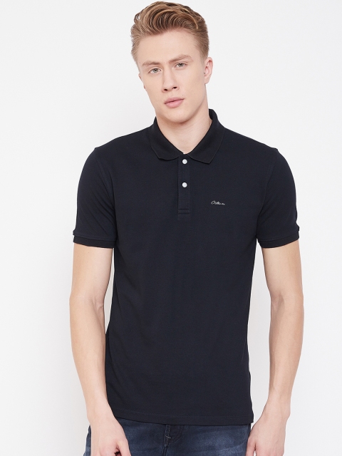 Octave Men Black Solid Polo Collar T-shirt