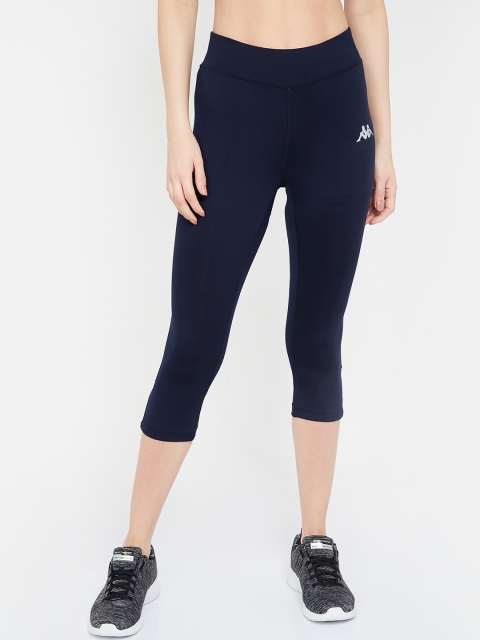 Kappa Women Navy Blue Solid Tight Fit Capris