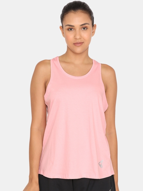 Zelocity Women Pink Solid Round Neck T-shirt