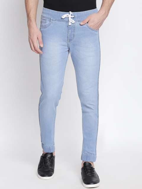 High Star Men Plus Size Blue Jogger Mid-Rise Clean Look Stretchable Jeans