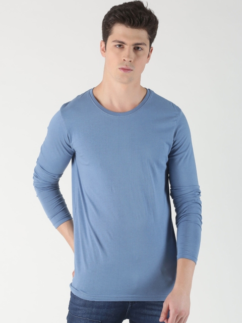 Blue Saint Men Blue Solid Round Neck T-shirt