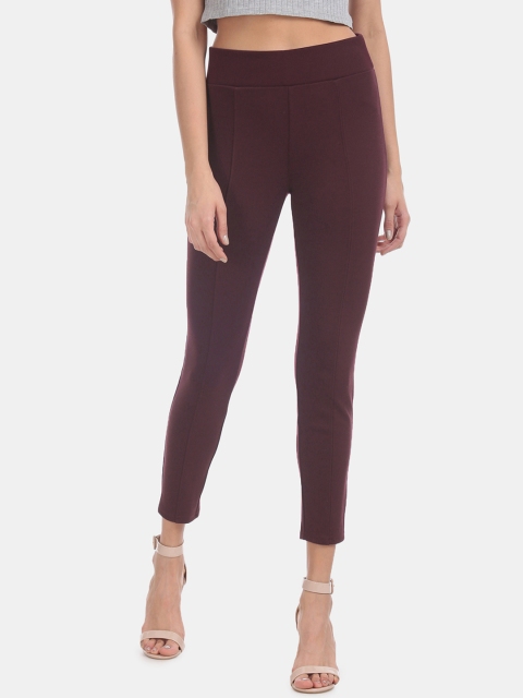 GAP Women Maroon Solid Treggings