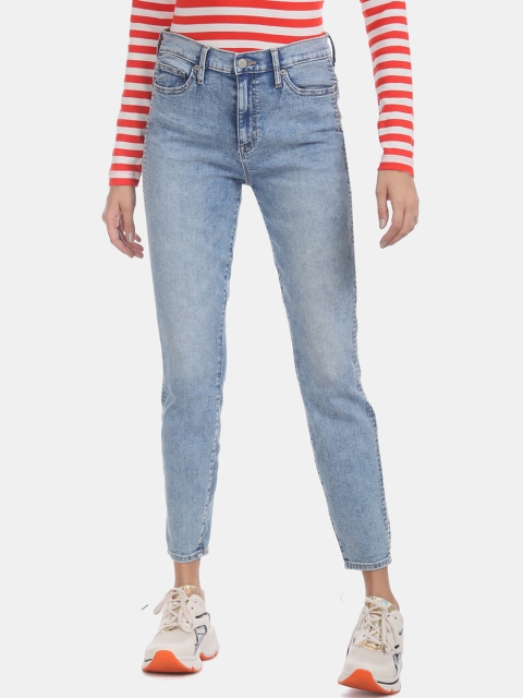 GAP Women Blue Super Skinny Fit Mid-Rise Clean Look Stretchable Jeans