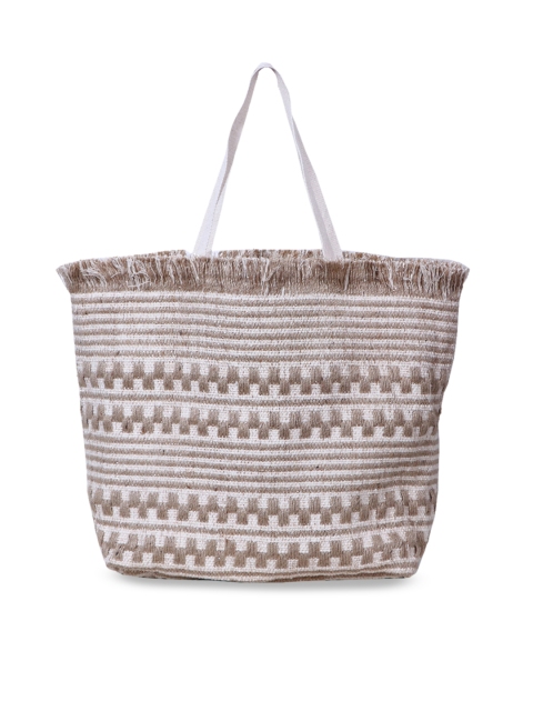 Diwaah Beige & Brown Self Design Shoulder Bag