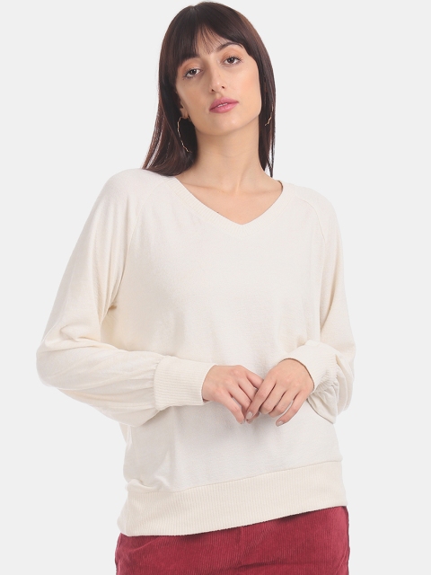 GAP Women Cream-Coloured Solid Top