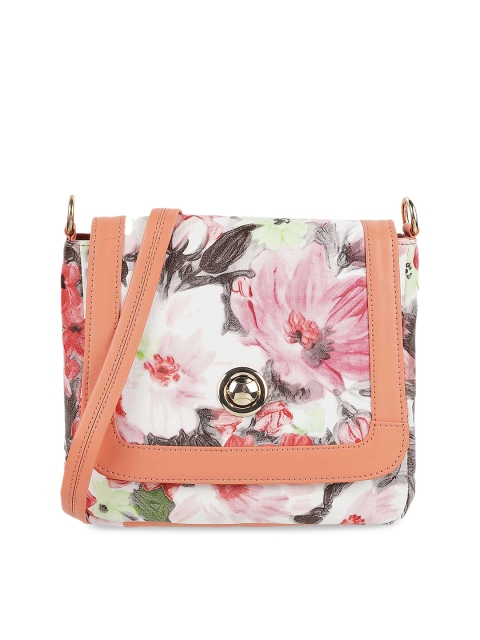 Metro Beige & White Printed Sling Bag