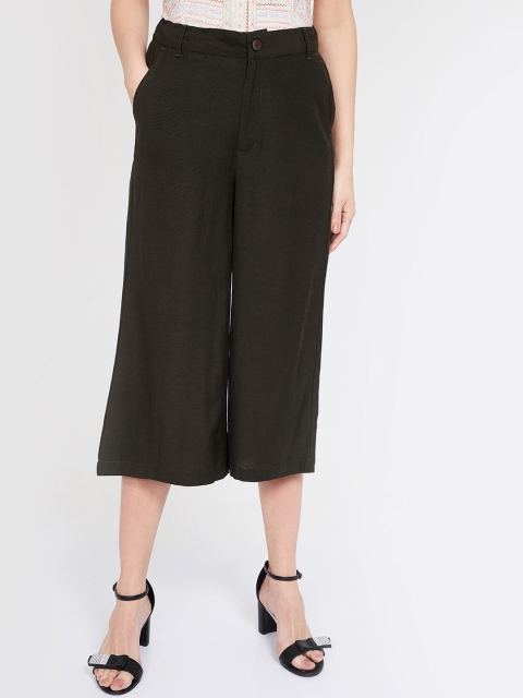 Bossini Women Olive Green Regular Fit Solid Culottes