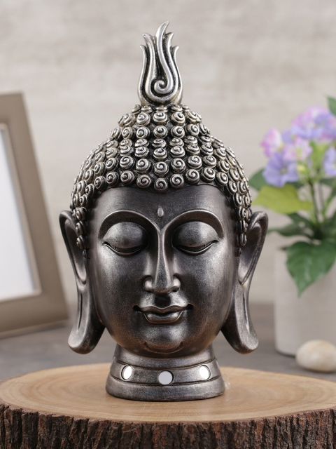 Pure Home and Living Black Buddha Head Showpiece