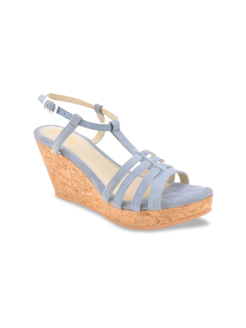 Burloe Women Blue Solid Suede Heels