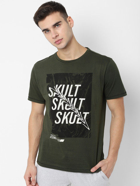 SKULT by Shahid Kapoor Men Olive Green Printed Round Neck T-shirt 
SKULT by Shahid Kapoor Men Olive Green Printed Round Neck T-shirt