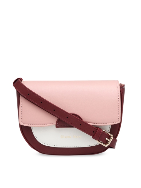 Diana Korr Pink & White Colourblocked Sling Bag