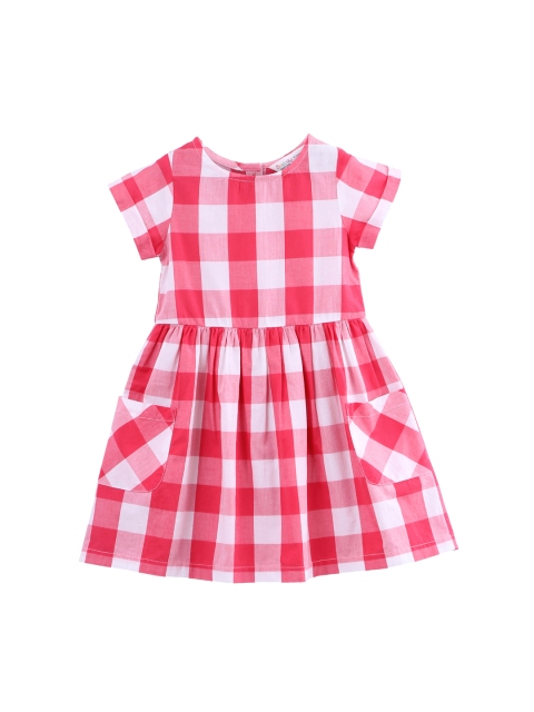 Beebay Girls Red Checked Fit and Flare Dress