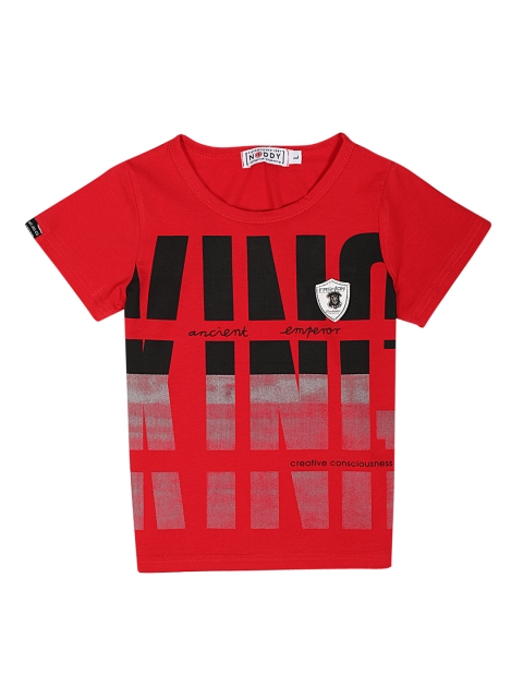 Noddy Boys Red Printed Round Neck T-shirt