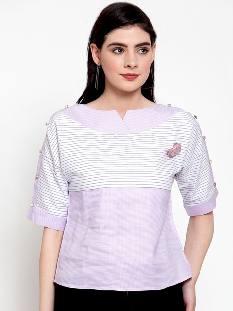 armure Women Lavender Striped Top