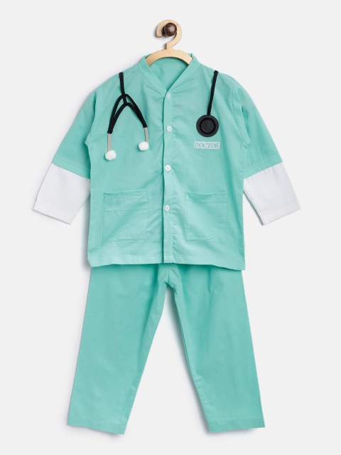 Kids Clan Kids Turquoise Blue Solid Night Suit