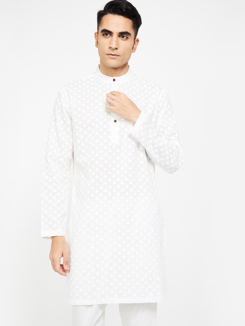 Melange by Lifestyle Men White Printed Straight Kurta